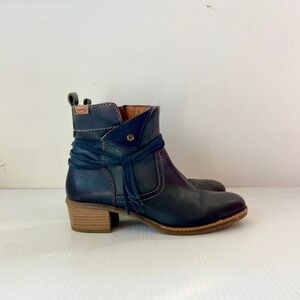 Pikolinos Zaragoza Ankle Boots Dark Blue Leather Womens EU 38 US 7.5 8
